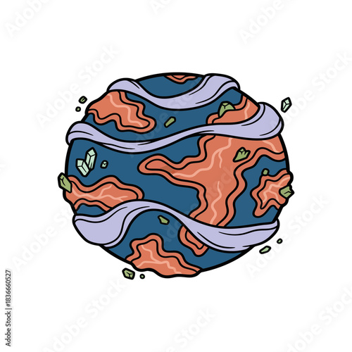 Stylized cartoon planet illustration