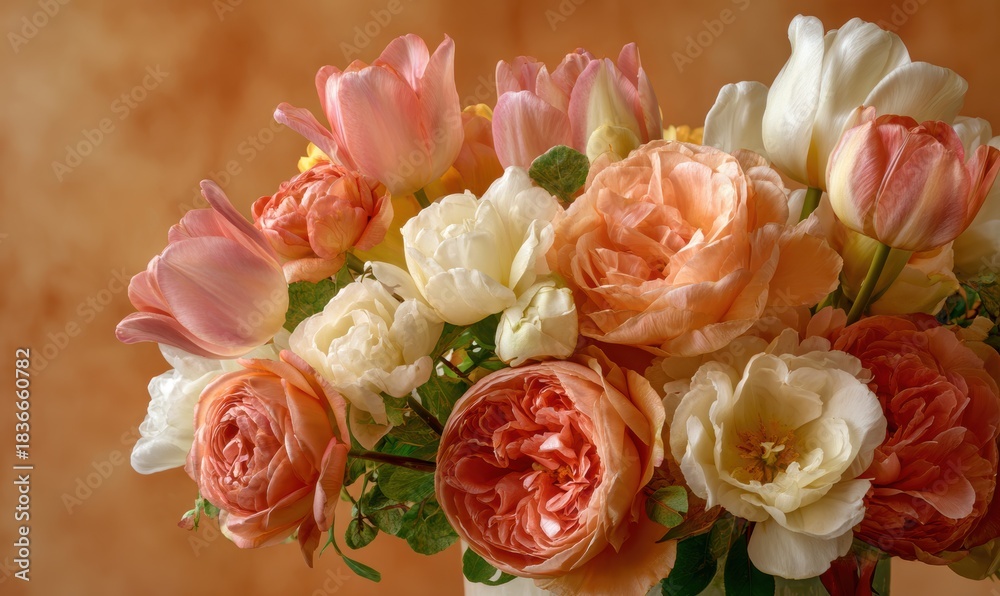 Obraz premium A bouquet of flowers with pink and white flowers