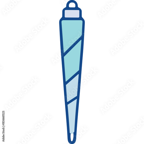 Elegant Icicle Ornament With Blue And White Tones Hanging Against A Solid Black Background Ideal For Winter And Holiday Decorations