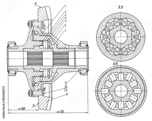 Fotografia Truck differential assembly drawing