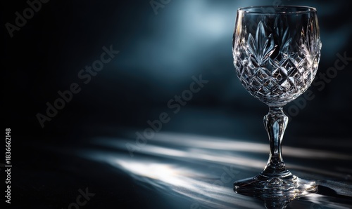 A glass wine glass with a stem