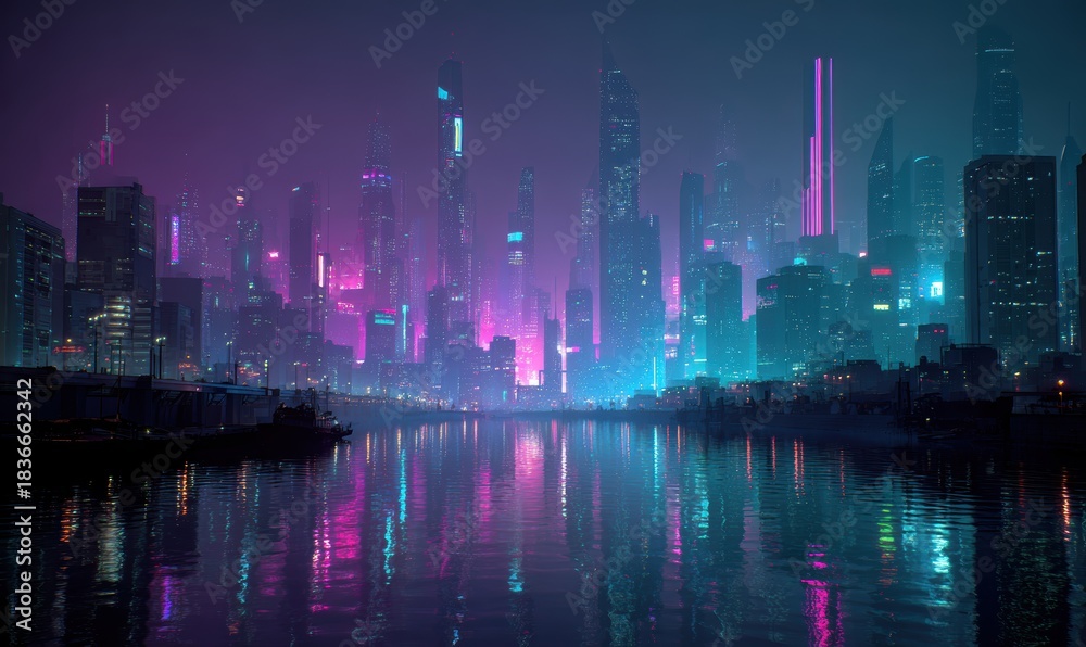 Fototapeta premium A city with a river running through it