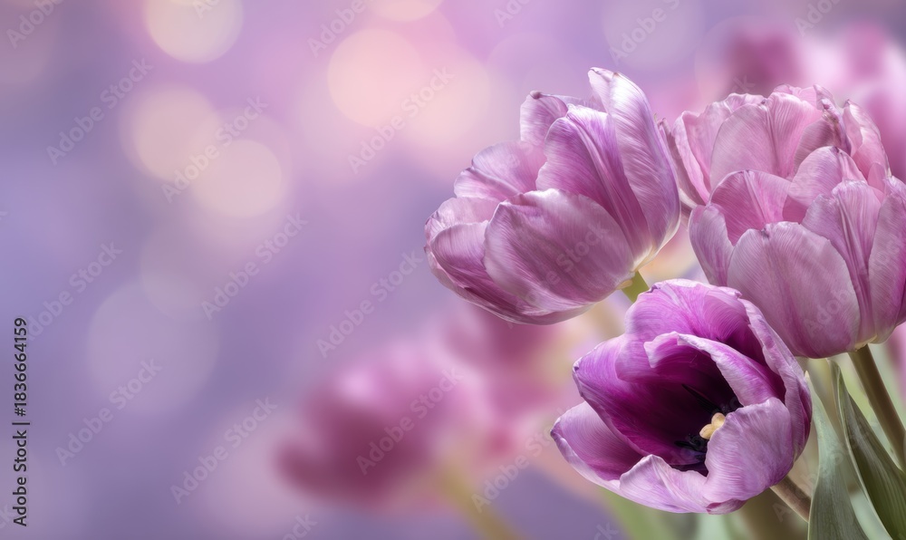 Fototapeta premium A bouquet of purple flowers with a purple background