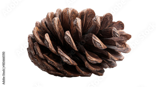 Pinecone with open scales representing natural reproduction and growth, isolated on a transparent background