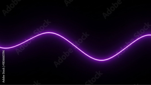 A vibrant glowing neon line snakes elegantly across a black expanse. Evoking a sense of dynamic energy. A minimalist digital artwork. vector illustration
