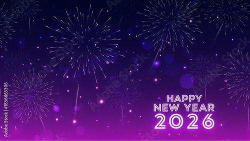 Celebrate the dawn of 2026 with a breathtaking display of fireworks lighting up the night sky, a vibrant spectacle of joy and anticipation. vector illustration