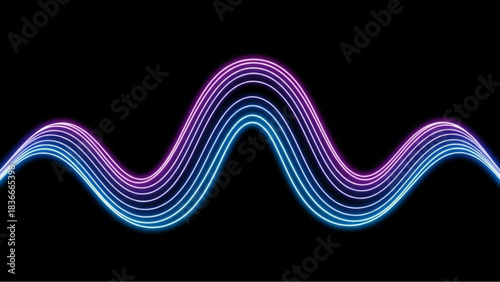 A vibrant neon wave undulates against a dark backdrop, creating an eye-catching visual of sound. vector illustration