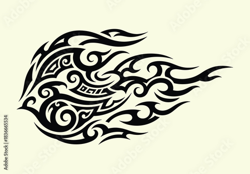 Unique bird inspired tribal tattoo design vector illustration art