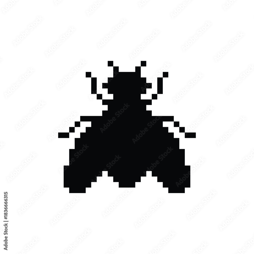 Fototapeta premium pixel art fly insect 8 bit vector icon for computer game logo 