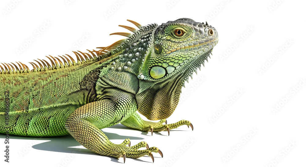 Obraz premium green iguana on a white background