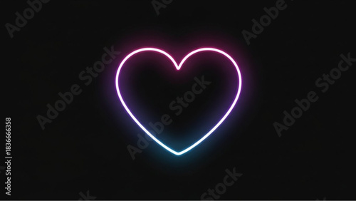 A radiant neon heart pulses vibrantly, illuminating a deep, boundless expanse with its electric glow. This image encapsulates love, affection. vector illustration