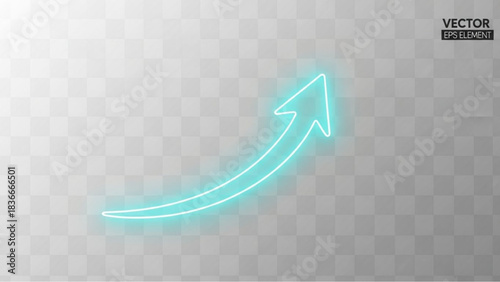 A striking neon arrow glows, symbolizing growth and progress. The image is a vector-style illustration with transparency, perfect for conveying upward momentum. vector illustration