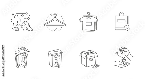 decluttering process sorting out clothes discarding unwanted items making donations keeping cherished memories symbolizing renewal and mindful living