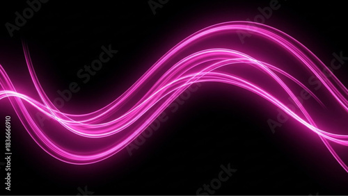 A mesmerizing swirl of vibrant pink light dances gracefully against a black background. The photo encapsulates the essence of motion, energy, and elegance. vector illustration