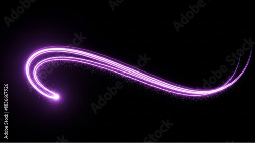 Abstract luminous light streaks weave gracefully against the darkness, a visually arresting display of motion and energy, evoking futuristic themes.  vector illustration