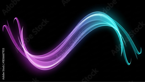 Dynamic and fluid lines of vibrant color dance gracefully against a deep, dark backdrop, evoking a sense of energy, motion, and artistic expression. vector illustration