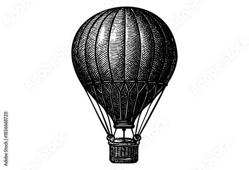 Antique style hot air balloon isolated on white background — stock vector.