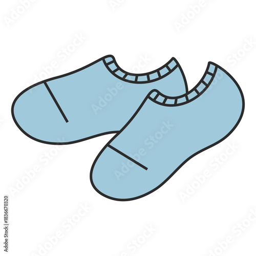  短い靴下、ソックス、洋服、ファッション、コーディネート、おしゃれ関連のイラスト（カラー）