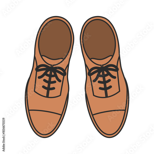 靴、革靴、洋服、ファッション、コーディネート、おしゃれ関連のイラスト（カラー）