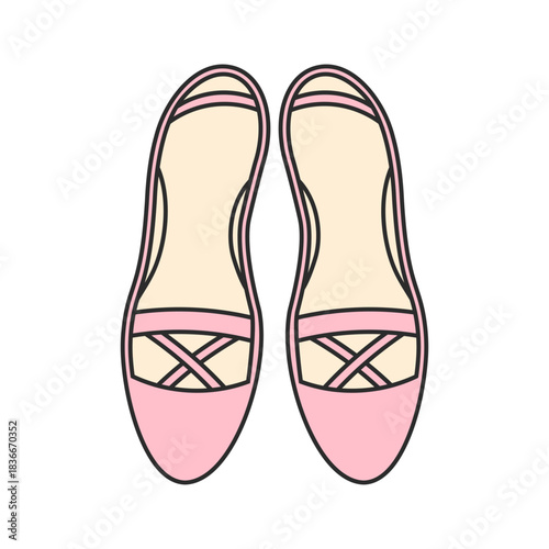 女性用の靴、パンプス、ヒール、洋服、ファッション、コーディネート、おしゃれ関連のイラストセット（カラー）