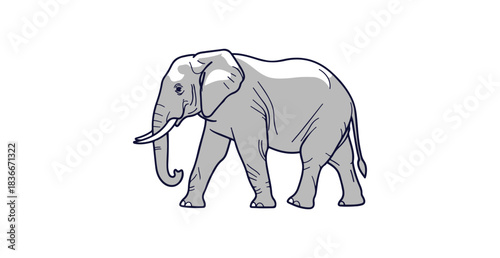 Charming elephant illustration with a playful and friendly demeanor on a clean white background