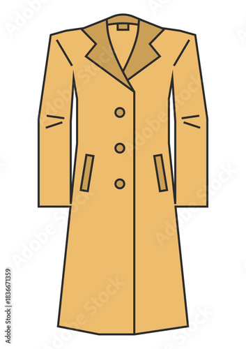コート、上着、洋服、ファッション、コーディネート、おしゃれ関連のイラスト（カラー）