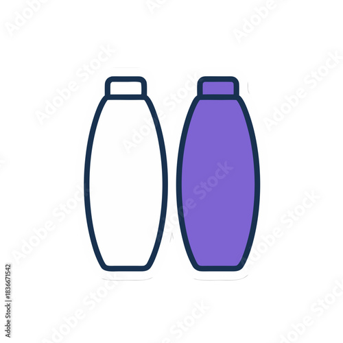 Two Bottle Shapes One White One Purple Flat Vector Art Minimalist Clean Design Isolated on Black Background Simple Graphic Icon