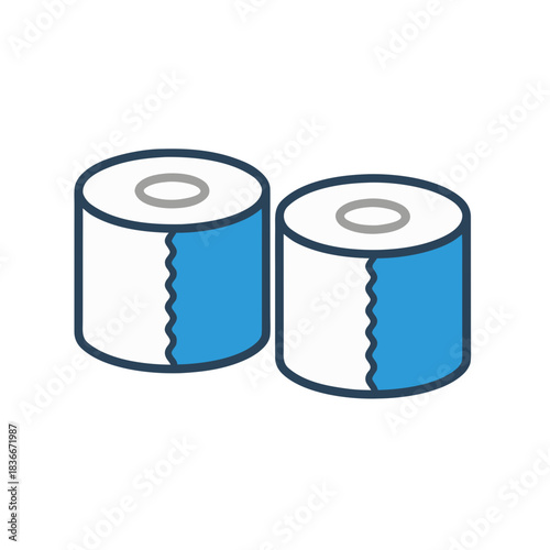 Two stylized white and blue food skewers with rounded pieces of food and wavy steam in a flat vector art minimalist style on a black background