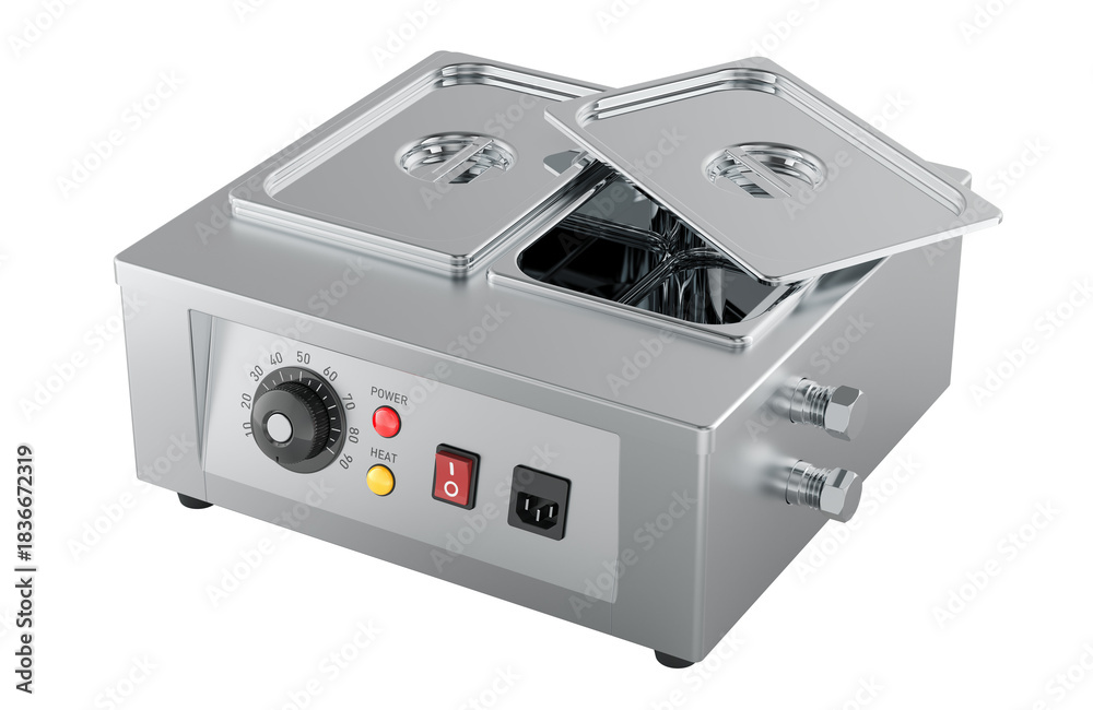 Obraz premium Stainless steel chocolate tempering machine. 3D rendering