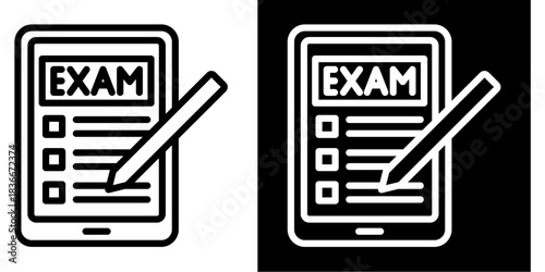 Exam Icon Set White Style Collection