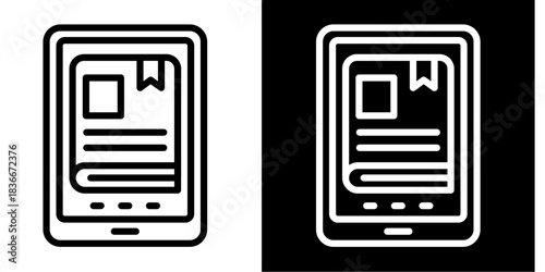 Ebook Icon Set White Style Collection
