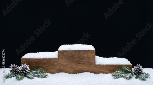 : Snow-Covered Bench in Winter Scene
