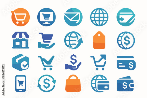 Gradient E-Commerce Icons Set – Shopping, Payment, Delivery