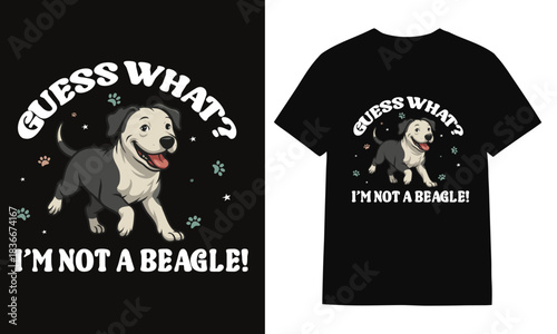 Funny Cartoon Dog T-Shirt Design with Cute Pet Humor Quote. Cute Dog Illustration with Funny Saying for Pet Lovers. Humorous Dog Breed Confusion Quote with Adorable Cartoon Puppy. Playful Cartoon Dog 