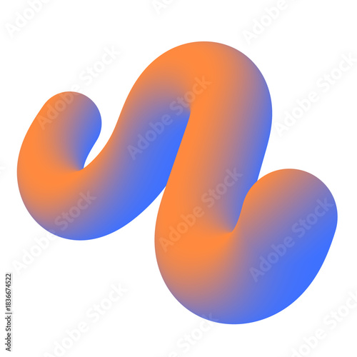 Abstract 3D Fluid Shape Gradient Element Isolated on White