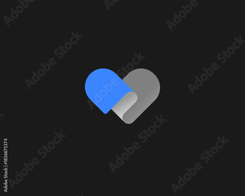 Abstract heart with paper folded corner vector logo. Universal love wedding valentines day vector icon