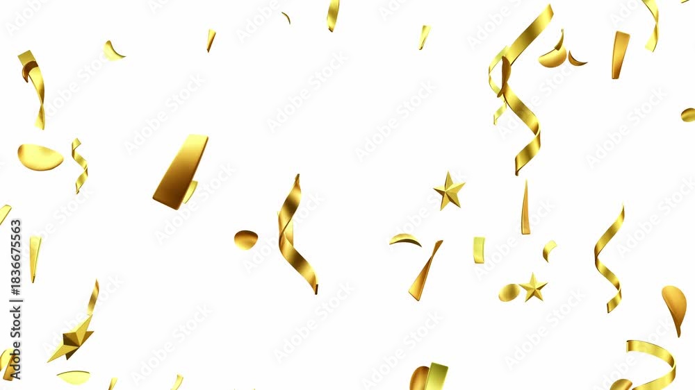 Fallig Ribbon Falling ribbons party streamers and stars in metallic gold on white ...
