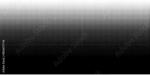 Dotted halftone gradient texture. Vanishing polka dot background. Repeating dots gradation pattern background. Black fading comic pop art overlay backdrop. Raster effect wallpaper.