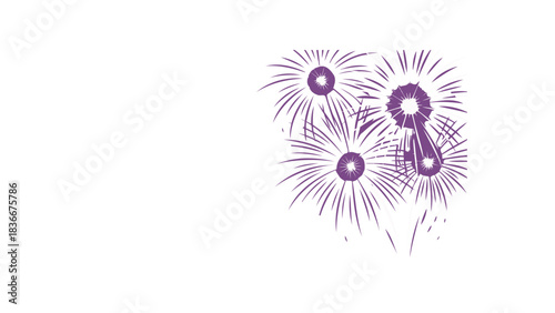 Vibrant purple and white fireworks explode in the night sky creating a dazzling display of light and celebration