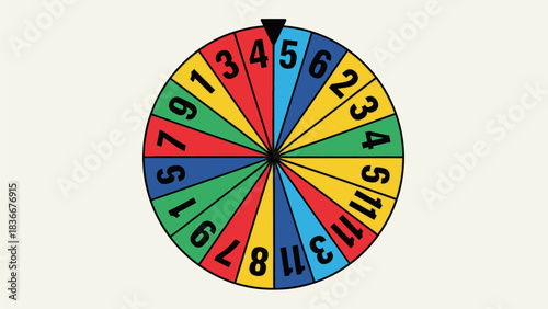 Vector Spin Wheel Game – Numbered Lucky Wheel Illustration
