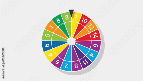Vector Spin Wheel Game – Numbered Lucky Wheel Illustration
