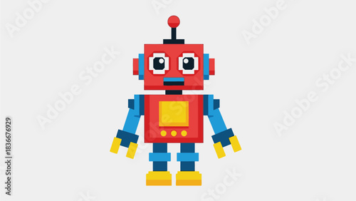 Vector Pixel Art Toy Robot – Retro 8-Bit Style Illustration