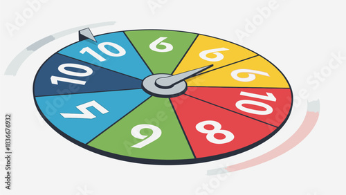 Vector Spin Wheel Game – Numbered Lucky Wheel Illustration