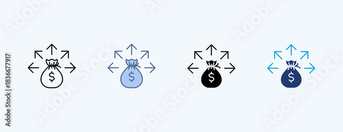 Expenditure Multiple Icon Illustration Vector