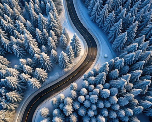 Winding road in winter