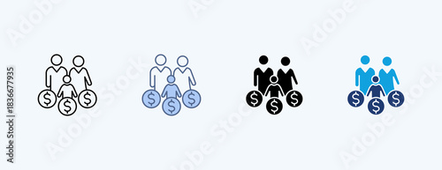 Family Budget Multiple Icon Illustration Vector