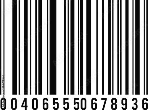 Barcode, Vector barcode with numbers.