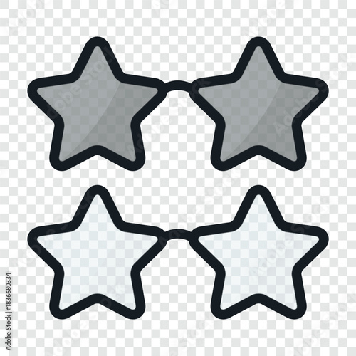 Star Shaped Glasses Icon, Vector Illustration. Black Star Glasses, Fun Party Star Glasses for Kids Birthday, Carnival, Festival, Photo Booth Props. Cute Cartoon Sunglasses Isolated