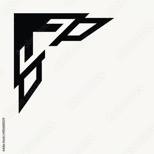 Dynamic Black Geometric Shapes Artwork, Contemporary Design, Minimalist Aesthetic