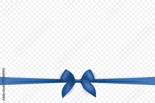 Vector Ribbon with Bow for Gift Decoration and Packaging Design. Blue Ribbon for Celebration, Event and Invitation. Blue Ribbon Illustration for Holiday Card, Present Wrapping, Festive Template
